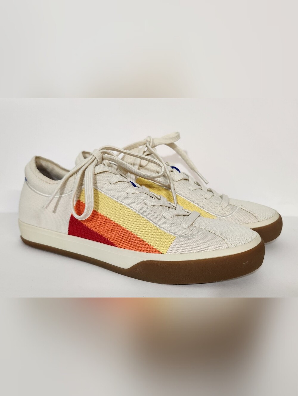 Rothys Sneakers Womens Size 8 Candy Corn Color Washable Stretch Shoes Worn 1X